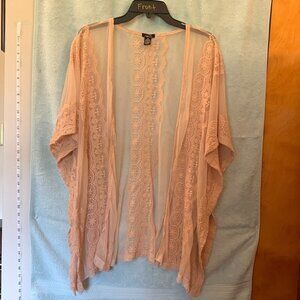 Rue 21 Sheer Lace Kimono Cardigan in Peach, size OS